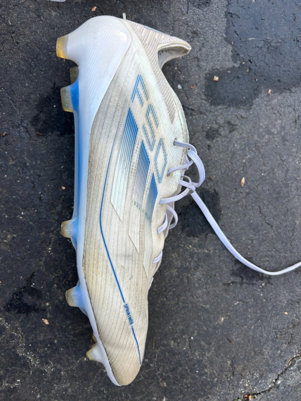 adidas F50 White and Blue Men's Soccer Cleats